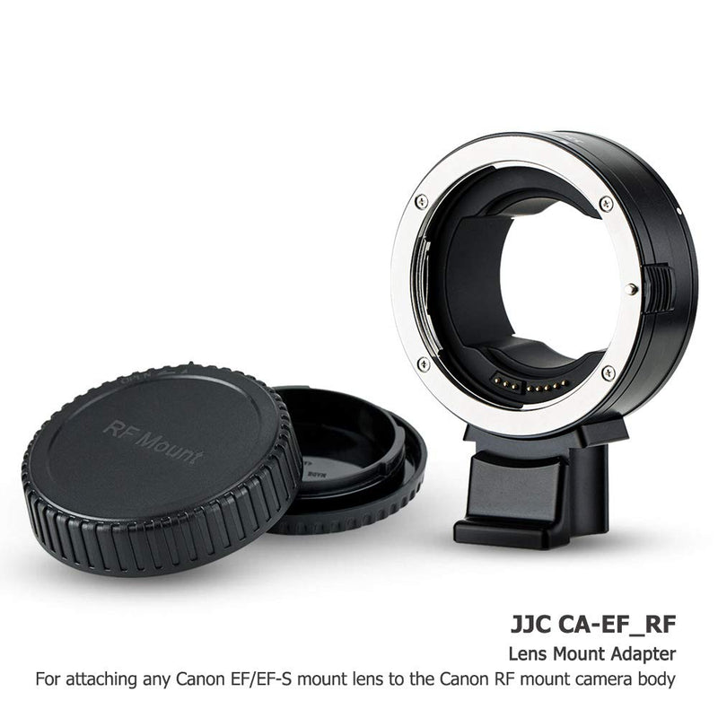 JJC EF-EOS R Auto Focus Metal Lens Mount Adapter for Canon EF EF-S Mount Lens to RF Mount Camera EOS R RP R5 R6 Ra Includes Removable Tripod Foot + RF Lens Rear Cap + EF Mount Camera Body Cap