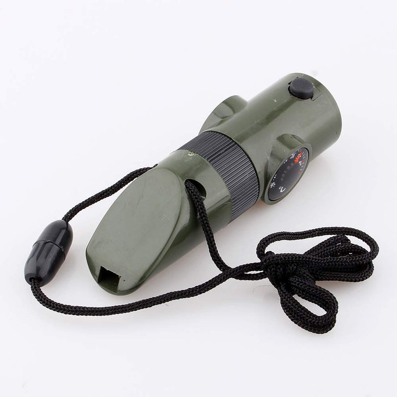 VGEBY 7 in 1 Camping Survival Whistle, Emergency Survival Whistle Multi function Tool, Whistle, Compass, Thermometer, LED Flashlight, Magnifying Glass, Signal Mirror and Small Container