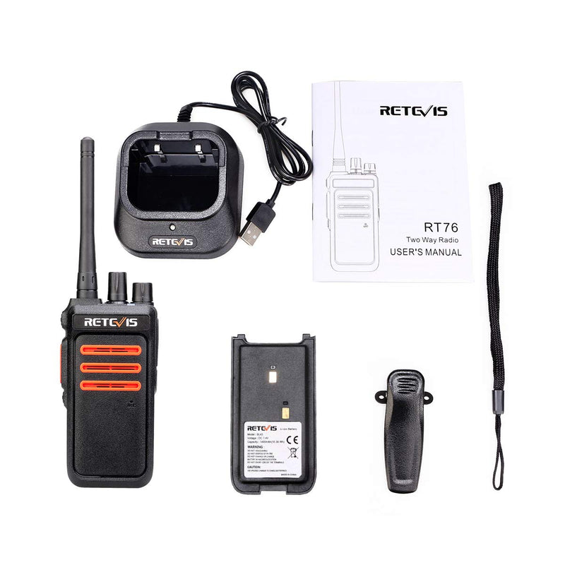 Retevis RT76 GMRS Two Way Radios, 30 Channels Long Range Walkie Talkies, GMRS Base Station Capable, 1400mAh Rechargeable Rugged Handheld Radio (1 Pack) No Screen