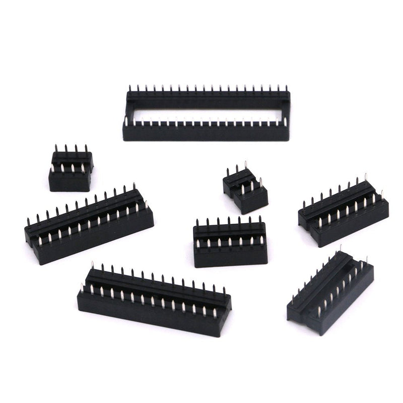 Glarks 122Pcs 2.54mm Pitch 6 8 14 16 18 24 28 40 Pin DIP IC Sockets Solder Type Adaptor Assortment Kit