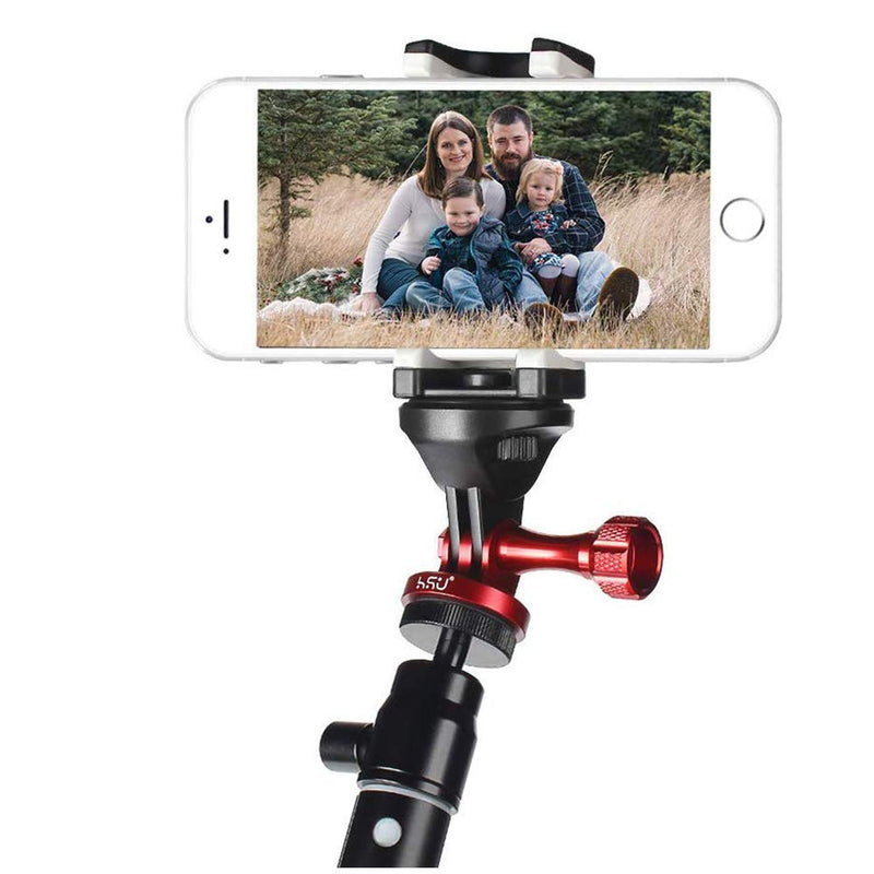 HSU Aluminum Alloy Metal GoPro Tripod/Monopod Mount with Aluminum Thumbscrew for GoPro Hero 10, 9, 8, 7, 6, 5, 4, 3+, 3, 2, 1 HD, AKASO Campark and Other Action Cameras (Red) Monopod Mount + Thumbscrew (Red)
