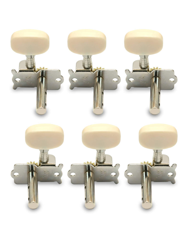 Metallor Guitar Machine Heads Tuning Pegs Tuners for Classical Acoustic Folk Guitar Individual Double Hole Chrome 3L 3R. (B104) B104