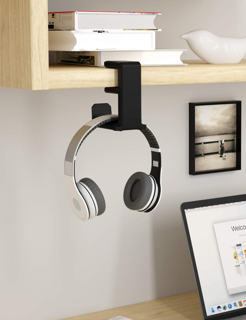[AUSTRALIA] - PC Gaming Headphone Stand Holder, MiiKARE Under Desk Headphone Hanger Labor-Saving Headphone Hook Spring-Loaded Clamp 360 Degree Swivel with Double Cable Clip for All Headphone Sizes 