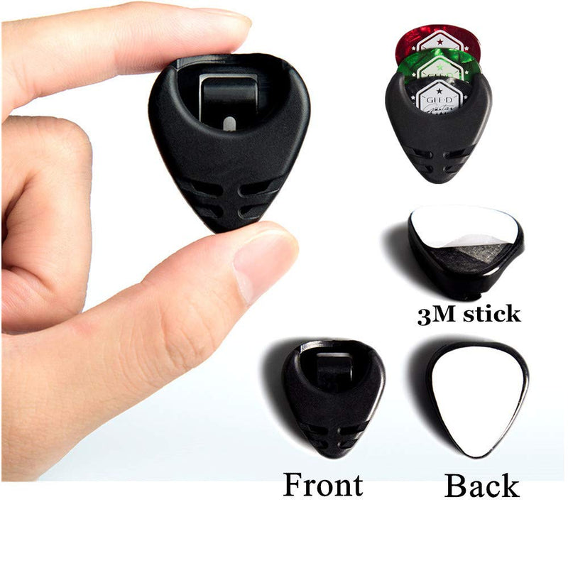 GEE·D Guitar Pick Holder Sticker Case, 30pcs Guitar Picks Variety Pack Included/Thin/Medium/Heavy Gauge 0.46 0.71 0.96 mm, Picks Holder Case Stick on Electric Guitars Bass Ukulele