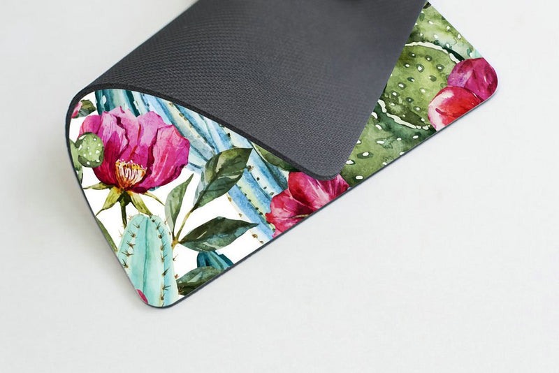 Smooffly Cactus Gaming Mouse Pad,Watercolor with Flowers Roses and Cactus Mouse Pad 9.5 X 7.9 Inch (240mmX200mmX3mm)