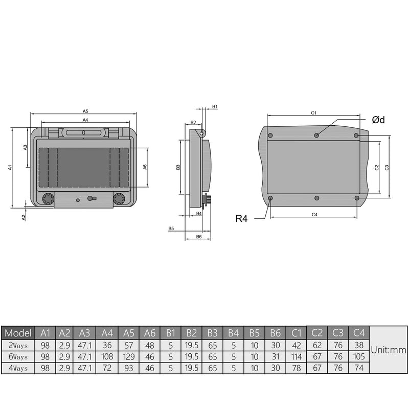 Heyiarbeit 6 Way Distribution Protection Box, IP67 ABS Transparent Cover for Circuit Breaker Indoor/Outdoor on The Wall 5" x 3.86" x 1.25"(127 x 98 x 31.8mm)