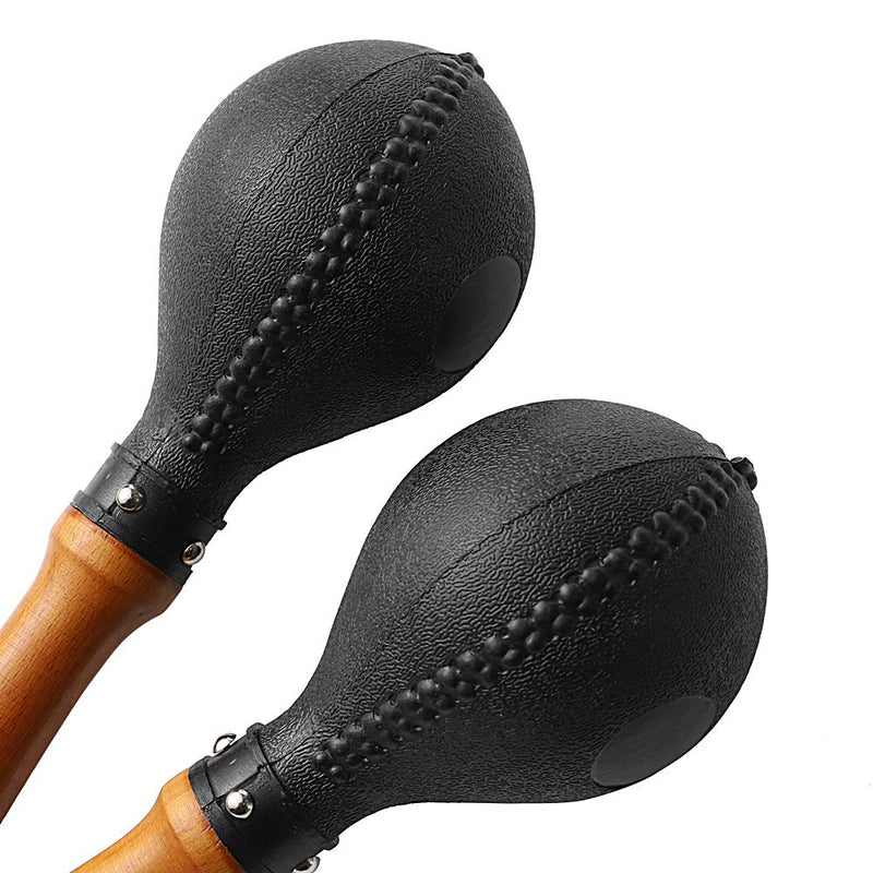 Percussion Maracas Pair of Shakers Rattles Sand Hammer Percussion Instrument with ABS Plastic Shells and Wooden Handles for Live Performances and Recording Sessions Black