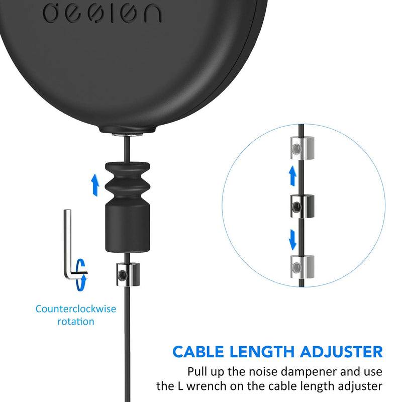 [Pro Version] KIWI design VR Cable Management, Retractable Ceiling Pulley System for HTC Vive/Vive Pro/Oculus Rift/Rift S/Link Cable for Oculus Quest/Quest 2/Valve Index VR Accessories (Black, 1 Pack)