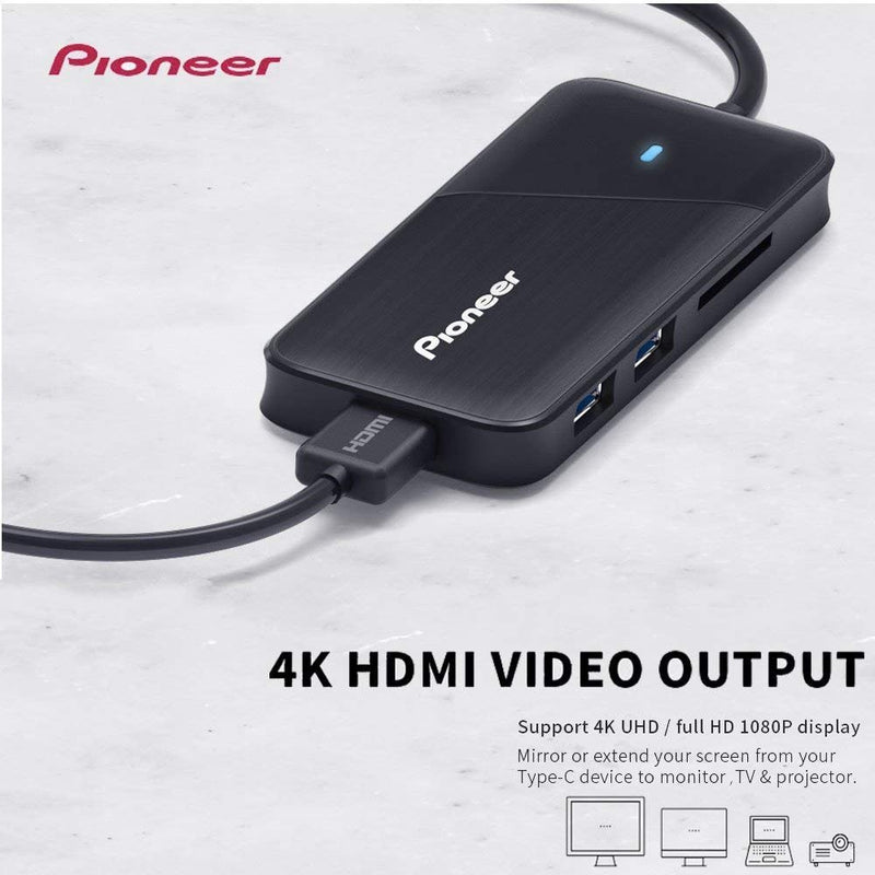 Pioneer USB-C Multiport Adapter, Compatible with HDMI/Type-C/USB-A/SD Card Reader, for MacBook/Support ThunderboltTM3/Type-C Laptops(APS-DKMT02)