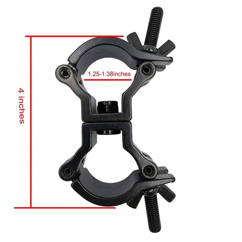 Lighting Truss Swivel Coupler DJ Light Clamps 1.25-1.38 inches Heavy Duty Aluminum Alloy 110 LBs for 32-35mm F24 Pipe Black One