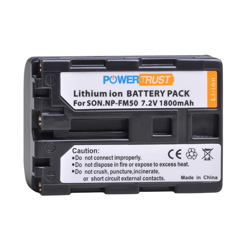 PowerTrust 2-Pack NP-FM50 NP FM50 Battery and Fast Charger for Sony NP-FM30 NP-FM51 NP-QM50 NP-QM51 NP-FM55H TRV280 TRV350 TRV250 TRV19 TRV22 TRV27 TRV33 TRV460 TRV140 TRV17 TRV340 TRV38 TRV480 TRV260