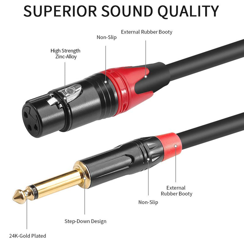 [AUSTRALIA] - DISINO XLR Female to Dual 1/4 inch Y Splitter Cable,Female XLR to Double 6.35mm Mono TS Plug Mic Audio Converter Adapter Cord - 3.3 feet 