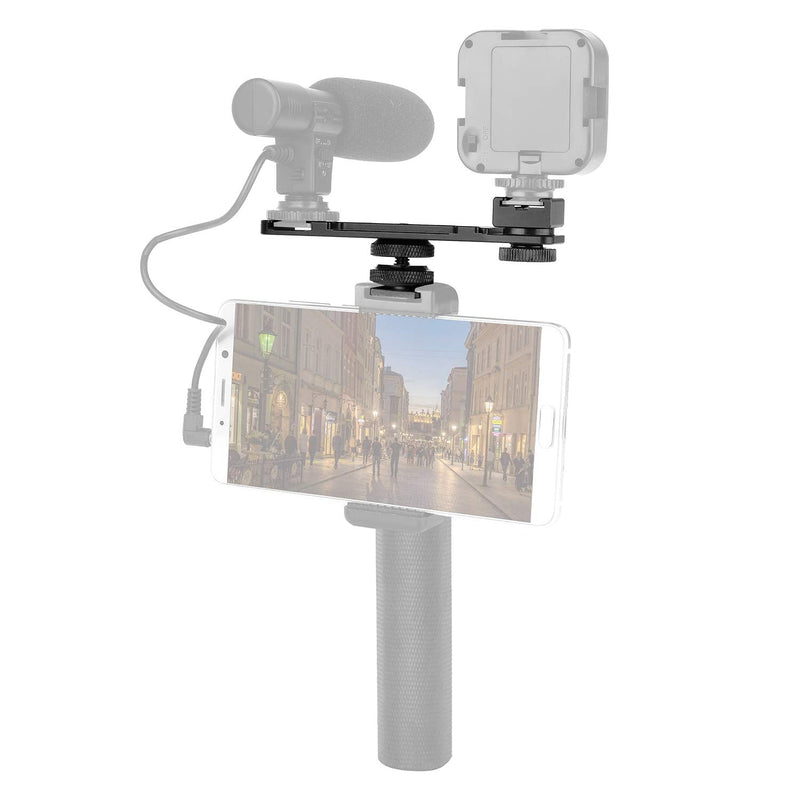 ChromLives Hot Shoe Extension Bar Mount, Cold Shoe Extension Flash Bracket, Dual Straight Mount Flash Bracket Compatible with Nikon Canon Sony Olympus DSLR Camera Camcorder DV Camera flash bracket