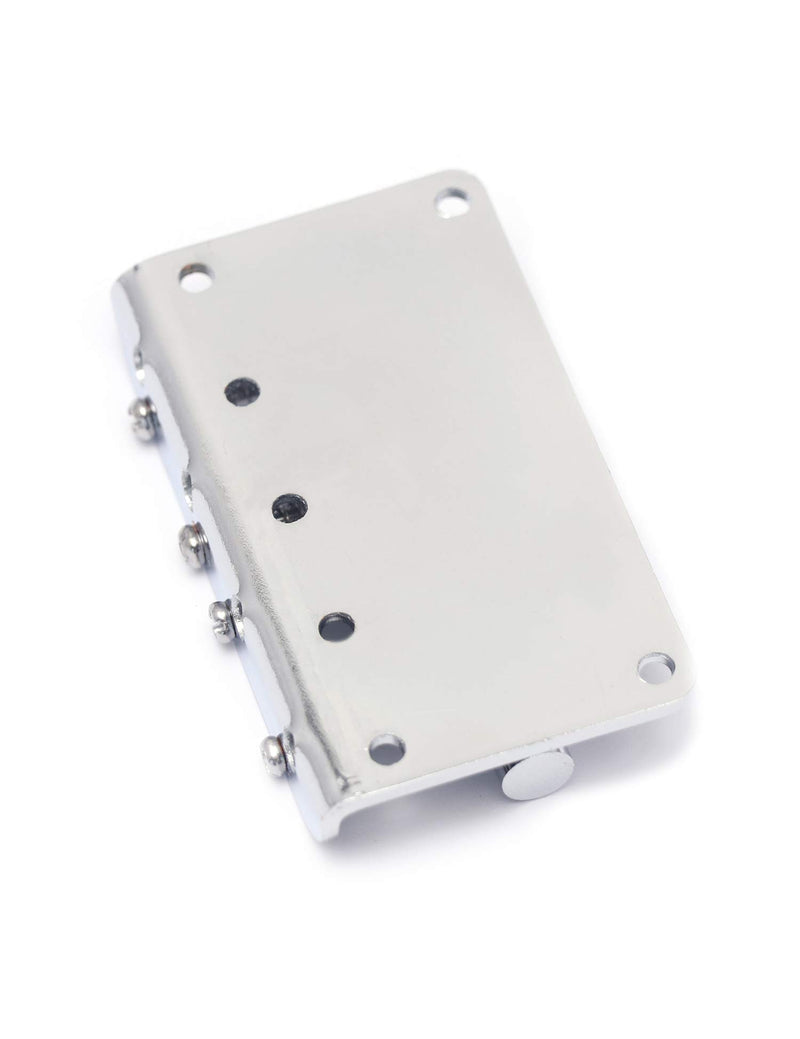 Metallor Hard Tail Fixed Bass Guitar Bridge Compatible with 4 string Jazz Bass or Precision Bass Style Bass Guitar Top Load Chrome.