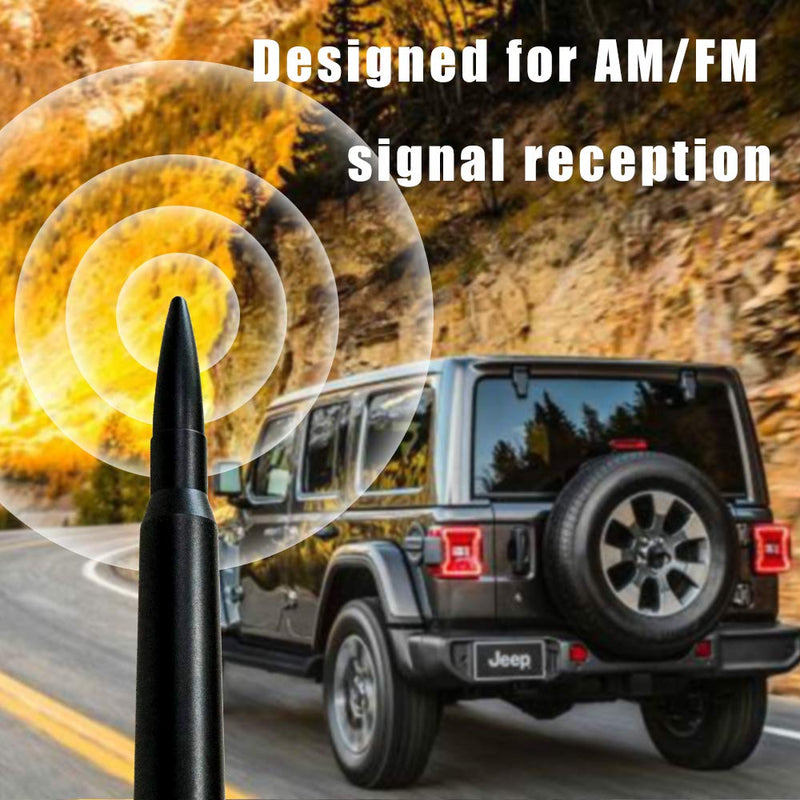 cartaoo Antenna for Jeep Wrangler, Stubby Short AM/FM Radio Signal Aluminum Replacement Antenna Fit for Jeep Wrangler JK JL & Gladiator Accessories 5.7"