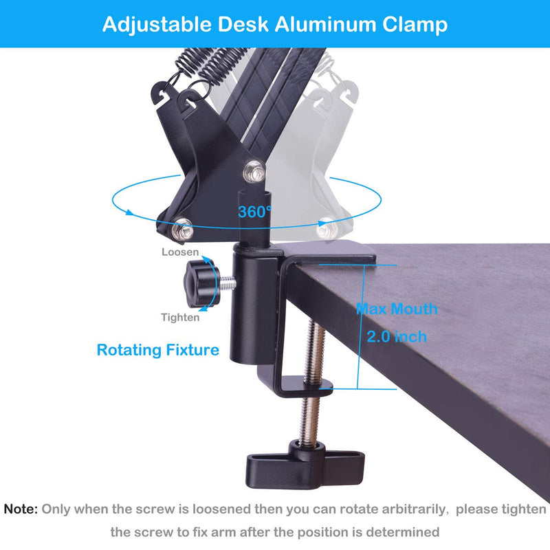 [AUSTRALIA] - uunumi Microphone Arm Stand, Adjustable Mic Suspension Boom Scissor Arm Stand Heavy Duty Microphone Stand with 3/8" to 5/8" Screw Adapter Clip for Blue Yeti,Nano,Snowball,Snowball iCE and other Mic Black 