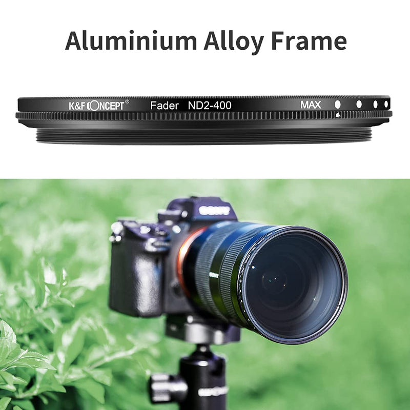 K&F Concept 82mm Variable ND Filter Ultra Slim Fader Variable Neutral Density ND2-ND400 Optical Glass with Lens Cleaning Cloth