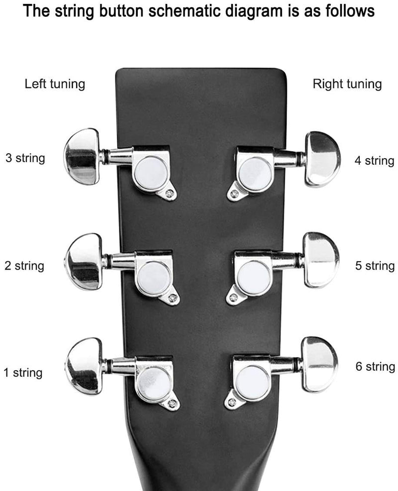 HQDeal 6PCS 3L3R Acoustic Guitar Tuning Pegs Machine Head Tuners, Knobs Tuning Keys, Wear-Resistant, Guitar String Tuning Pegs Machine, Enclosed Locking Tuners for Electric or Acoustic Guitar- Chrome