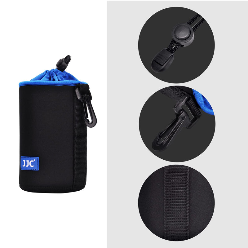 JJC Drawstring Neoprene Camera Lens Pouch Case, Protective Lens Bag for Mirrorless Lenses Up to 2.9 x 3.9" (D X H) for Canon RF 35mm EF 50mm EF-S 18-55mm EF-M 15-45mm Sony E 50mm Fujifilm XF 35mm and More S (2.9" x 3.9")