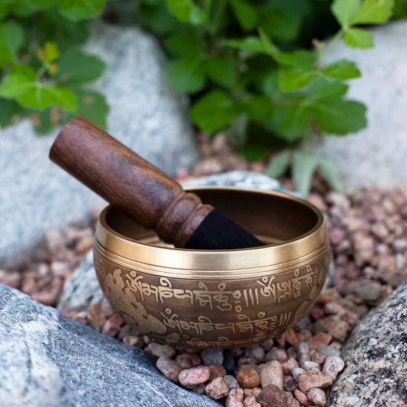 [AUSTRALIA] - Tibetan Singing Bowl Set - Easy To Play - 4 Inch Zen Mindfulness Sound Music Instruments For Meditation Holistic 7 Chakra Healing By Himalayan Bazaar 
