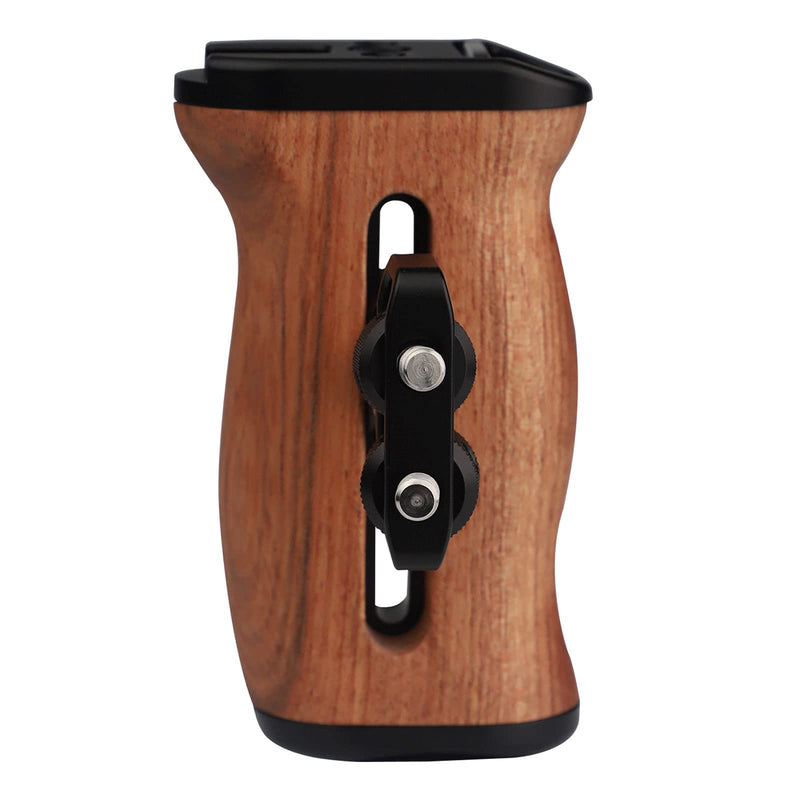 Universal Side Wooden Handle Grip,for DV Video Cage Rig DSLR,with Cold Shoe Mount 1/4 Screw,Woodgrain Finish