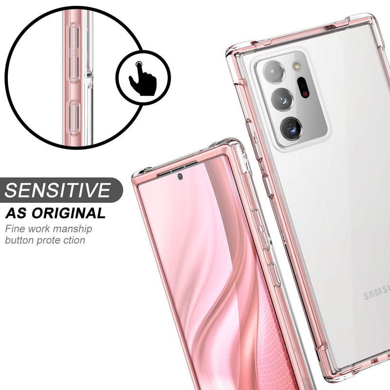 SURITCH Clear Case for Samsung Note 20 Ultra,[Built in Screen Protector]Full Body Protection Hard Shell+ TPU Bumper Shockproof Rugged Protective Cover for Samsung Galaxy Note 20 Ultra 6.9"(Rose Gold) Rose Gold