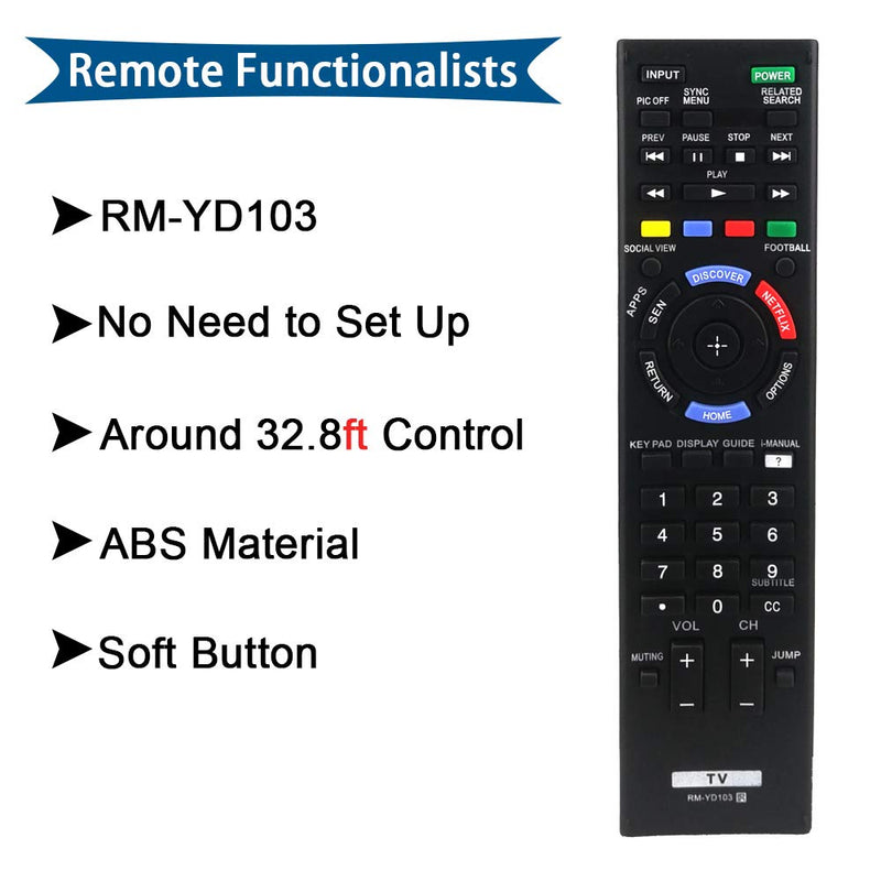 AZMKIMI RM-YD102 RM-YD103 Universal TV Remote Control Replacement for Sony Bravia HDTV LCD LED 3D Smart TV