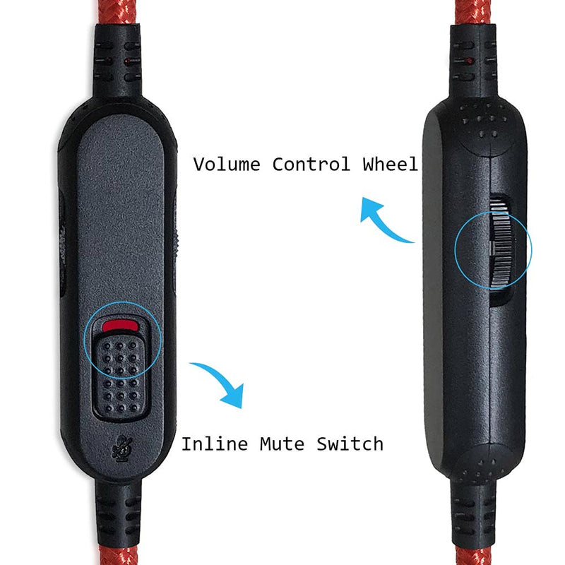 MJKOR Replacement Audio AUX Cable Compatible with HyperX Cloud Mix and Cloud Alpha Gaming Headset, Inline Mute and Volume Control(No Inline Mic, Red) 6.56FT(2M)