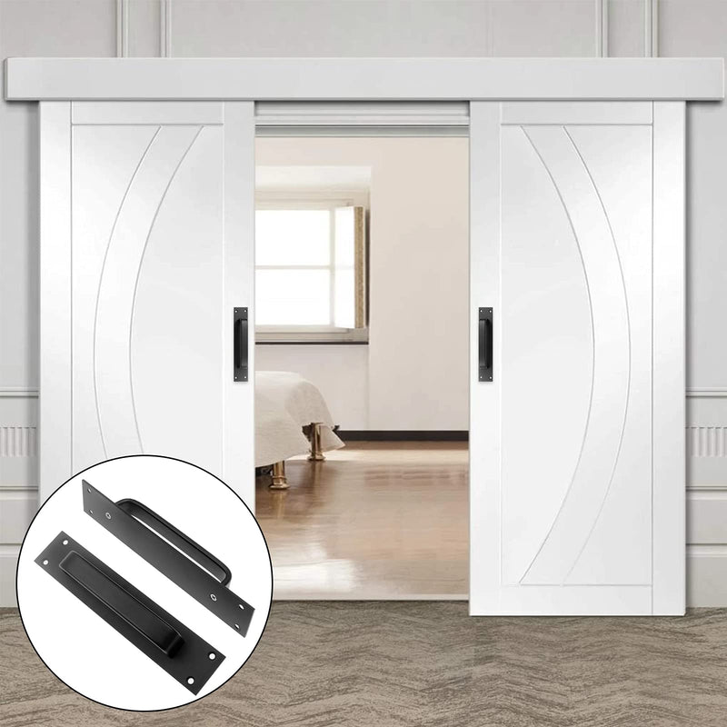 Jiozermi 2 Pack Sliding Barn Door Handle, 7.9 Inch Gate Door Handle, Aluminium Alloy Door Pull Handle for Sliding Barn Door Gate Cabinet Closet Drawer Garage Shed, Black