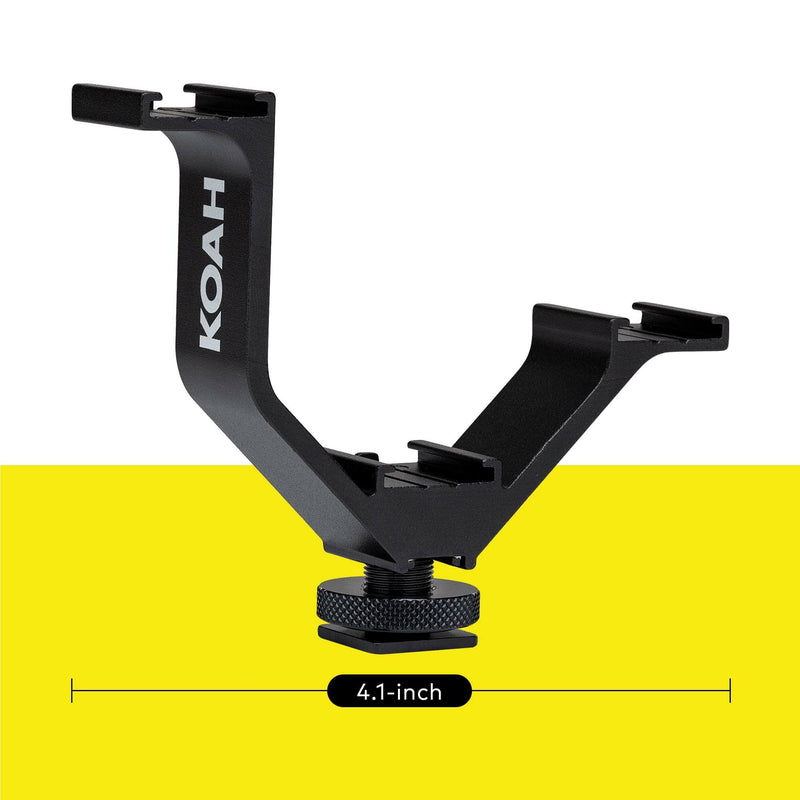 Koah Triple Shoe Bracket Camera Mount, Camera Cold Shoe Bracket Mount, Triple Monitor Mount for Mic, Flash, Monitor and Other Accessories, Universal Cold Shoe Mount Bracket for DSLR, Microphone Mount