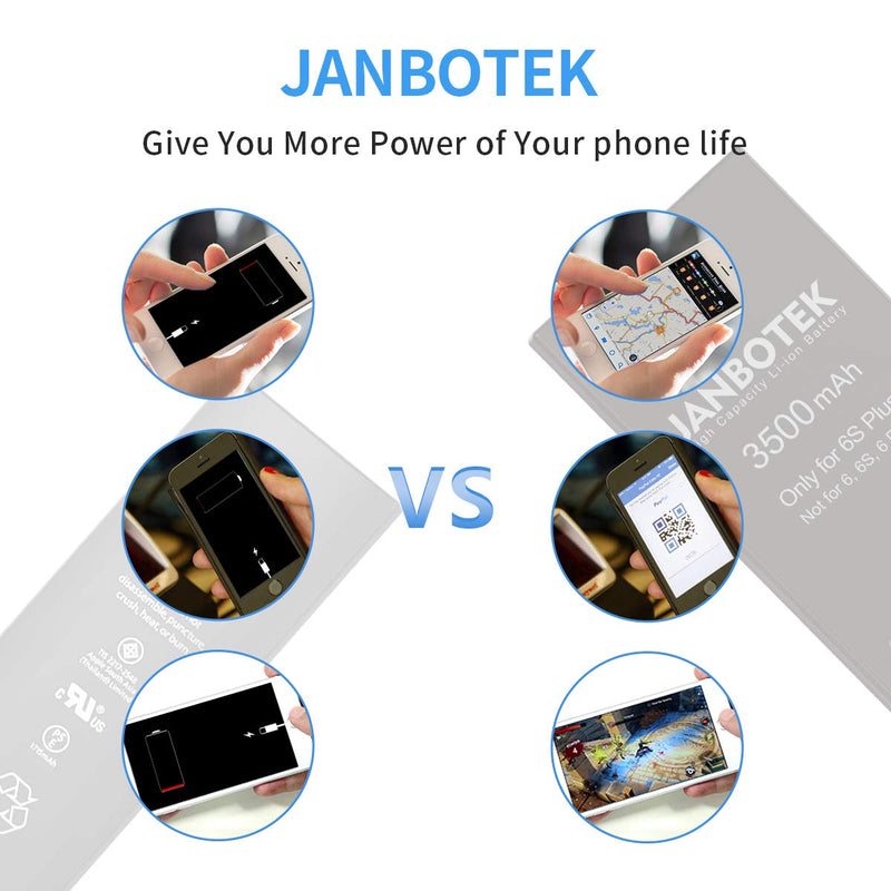 JANBOTEK 3500mAh Replacement Battery for iPhone 6S Plus, High Capacity Li-ion Battery with Complete Repair Tool Kits - 24 Months Warr