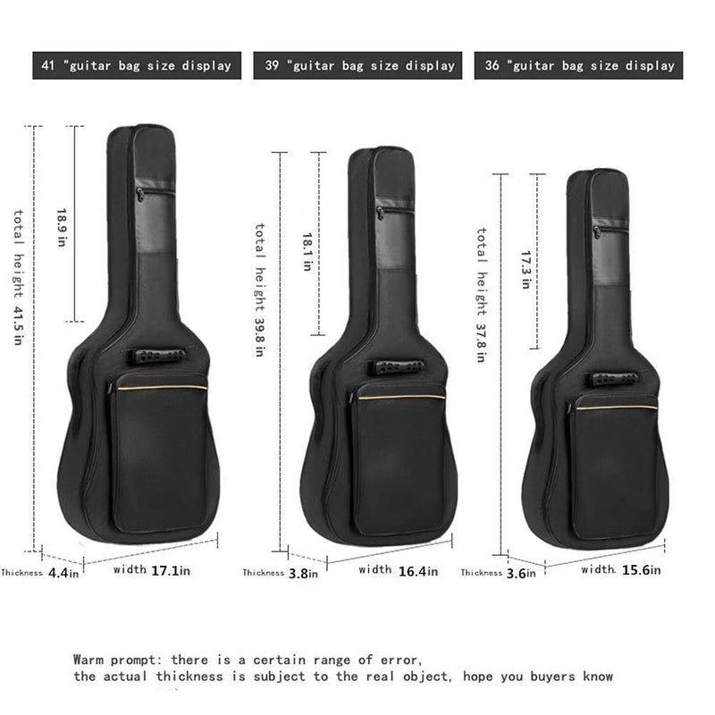 36 Inch Acoustic Guitar Gig Bag Waterproof Dual Adjustable Shoulder Strap 5mm Padding Backpack with Accessories -For 36" Acoustic Classic Guitar 36 inch