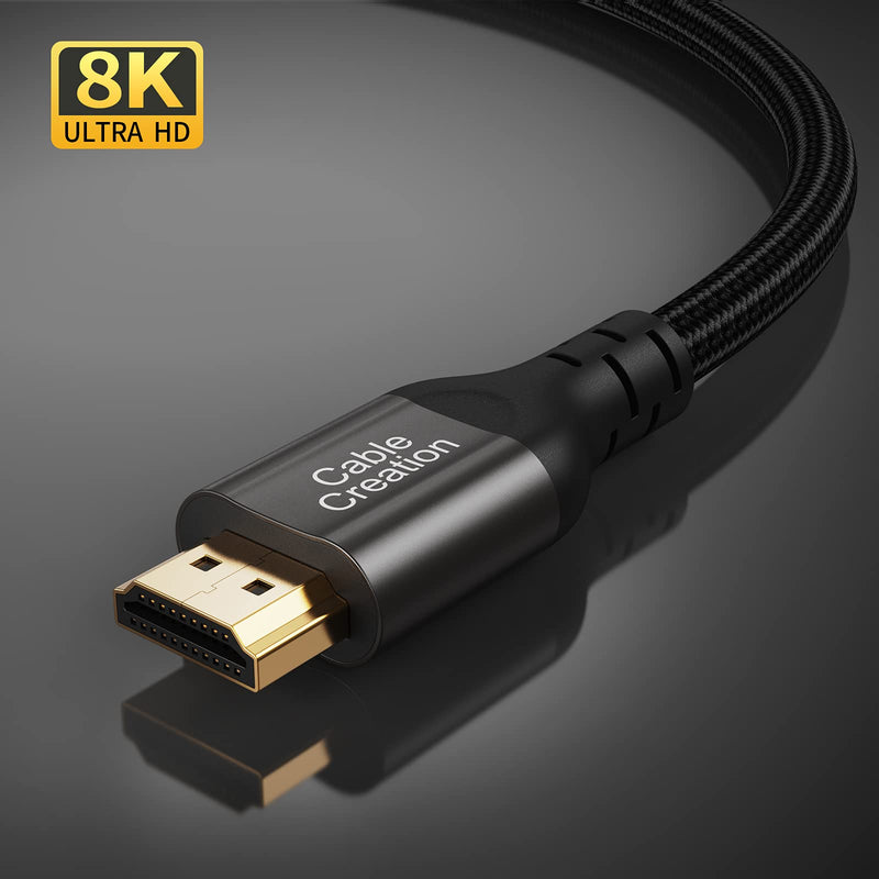 HDMI Cables, CableCreation 8K HDMI 2.1 AM to AM Cable (48Gbps, 8K/60Hz) - 6.6 Feet, HDMI for PS4, eARC HDR HDCP 2.2 2.3 with PS5 PS4, Xbox Series X, MacBook Pro 2021, Roku TV, Sony TV, Samsung TV 6.6ft Dark Grey