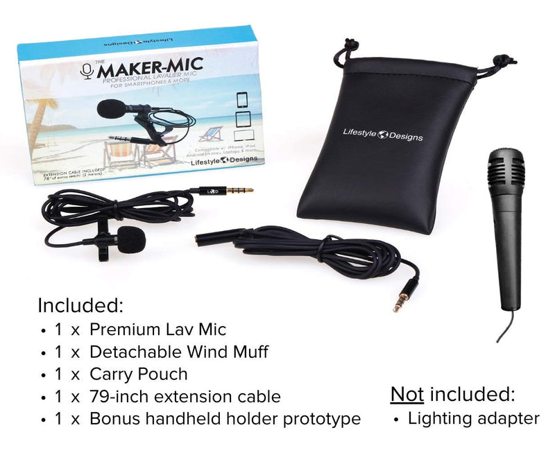 [AUSTRALIA] - Premium HD Lavalier Mic for Best YouTube Audio – ANY Phone, iOS, Android, Samsung, Macbook or Camera, New iPhone 8 7 6 Plus, Samsung S8, S8+, iPad | Lapel Clip on Shirt Condenser Microphone 