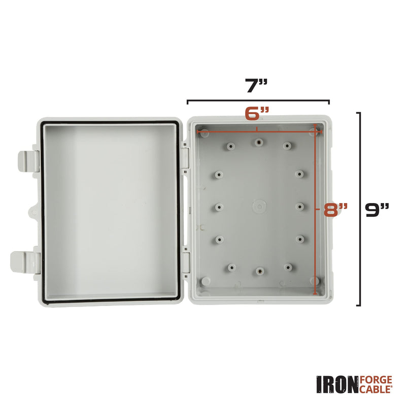 Outdoor Electrical Junction Box - 9 x 7 Inch Dustproof Waterproof Plastic Universal Durable Hinged Project Enclosure 9 x 7 x 4in