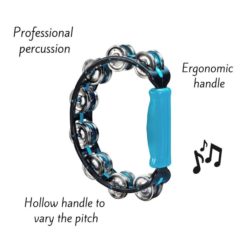 Halilit Hi-Lo Tambourine. High-end Half Moon Shape Cutaway Hand Percussion Musical Instrument. Percussionists of All Levels. Teens & Adults (Blue) Blue