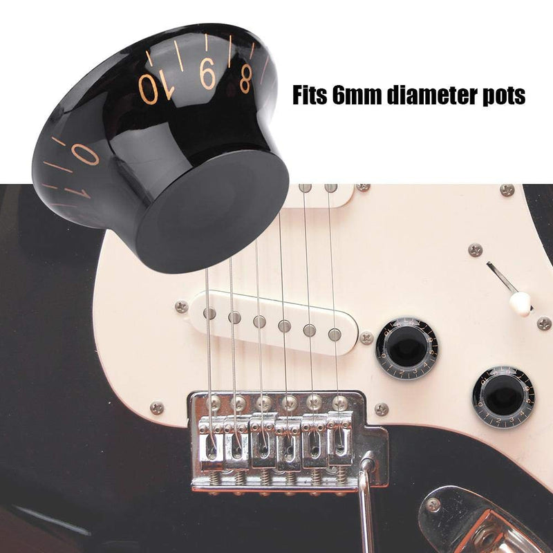 Dilwe Guitar Control Knobs, 4 Pcs Speed Tone Volume Control Knobs for EPI LP Electric Guitar Accessory Black+Gold