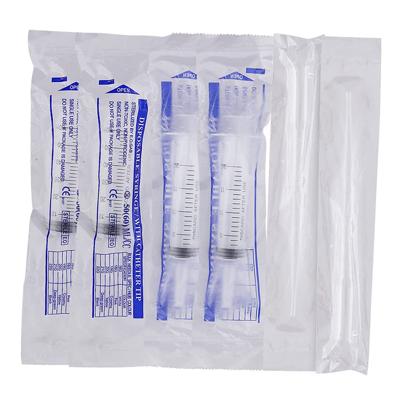 12 Pack 60ml/cc Plastic Syringes with 3Pcs 3ml Pipettes, Individually Sealed with Measurement & Cap for Feeding Pets, Liquid, Lip Gloss, Paint, Epoxy Resin, Oil, Watering Plants, Refilling with 3 pipettes