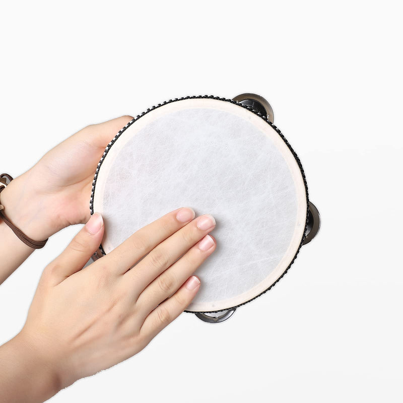 [AUSTRALIA] - Tambourine 6 Inch, Hand Held Drum with Single Row Metal Bell,Wooden Hand Percussion Music Instruments for Kids,Teaching,Party Games 6 inch Natural 