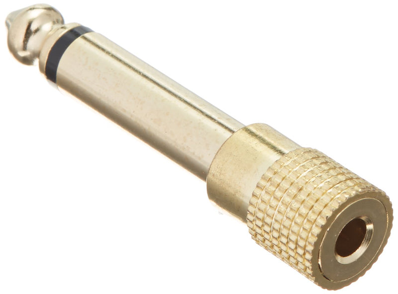 Monoprice Metal 6.35mm (1/4 Inch) Mono Plug to 3.5mm Stereo Jack Adaptor - Gold Plated