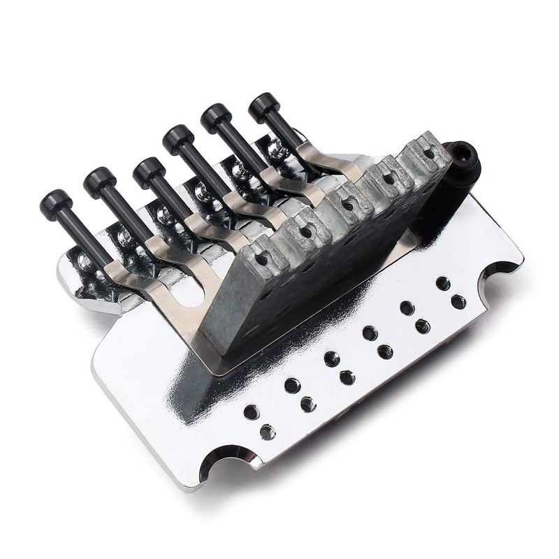 Alnicov Double Locking Tremolo Bridge Guitar System,6 String Guitar Double Locking Tremolo Guitar Bridge Parts for Electric Left handed Guitar Chrome