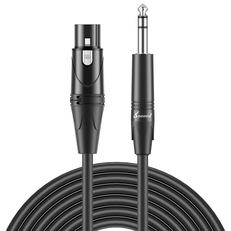 Sovvid Female XLR to 1/4 (6.35mm) TRS Jack Balanced Microphone Cable 3FT, TRS to XLR Female Cable Mic Cord for Dynamic Microphone