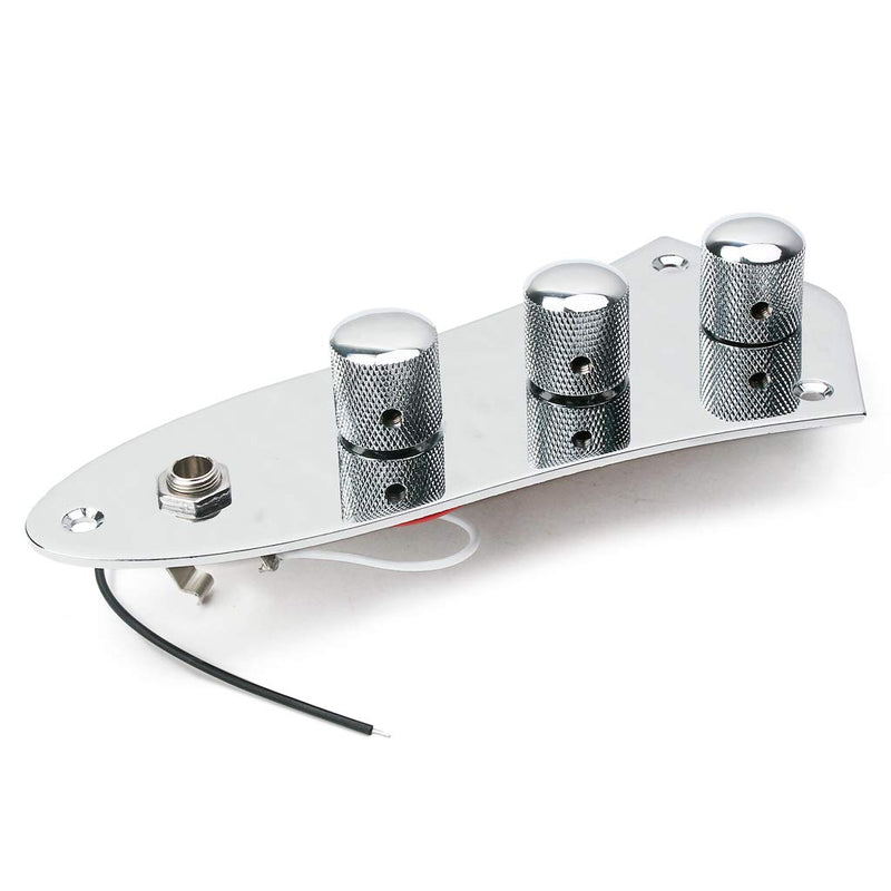 Alnicov Fully Loaded Control Plate Pre-Wired Control Plate With Chrome Metal Cap for Jazz Bass J Style Bass Guitar