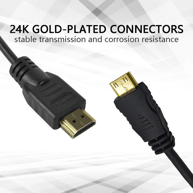 Copeak Coiled High Speed Full HDMI to Mini HDMI Male Cable 19.7""/50cm High Speed Support 1080p Ethernet & Audio Return 50cm