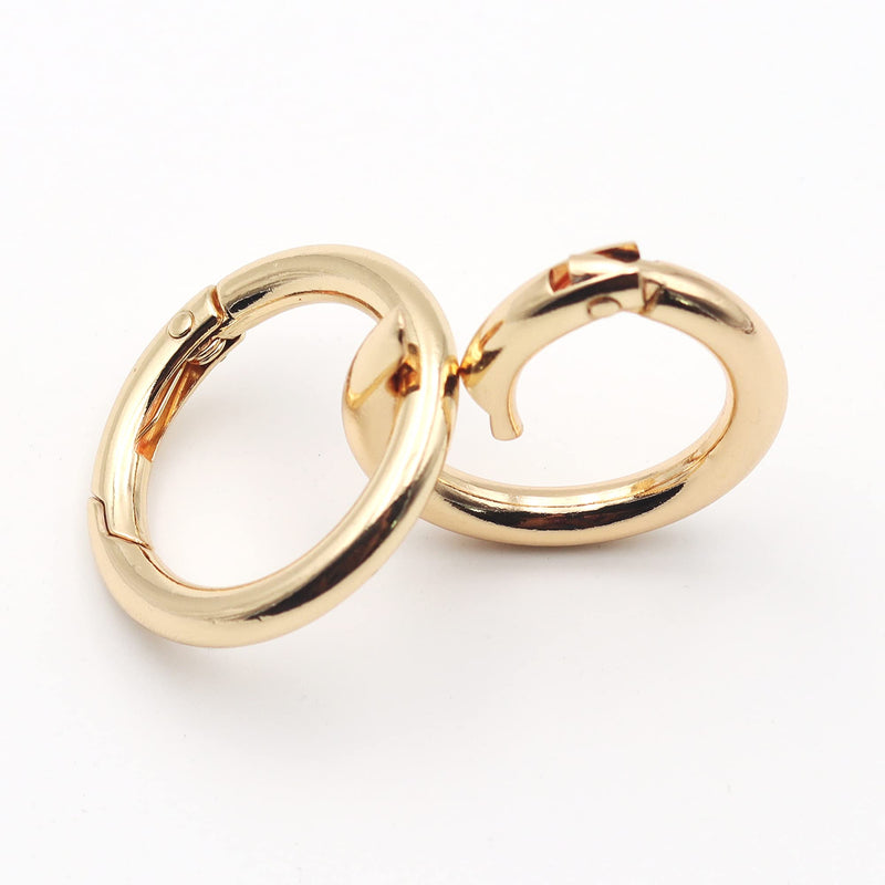 JWBIZ 20pcs Trigger Spring O Rings Round Carabiner Clip Snap for Keyrings Buckle, Bags,Purses (Gold, 3/4 inch) Gold
