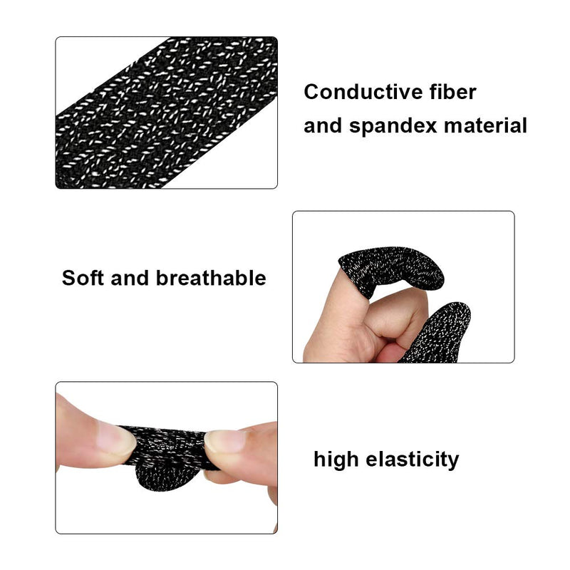 Yaliu 12Pcs Mobile Game Controller Finger Sleeve，Breathable Anti-Sweat Gaming Finger Cot for PUBG/Call of Duty Sensitive Touch Screen Finger Sleeve for Android iSO Phone