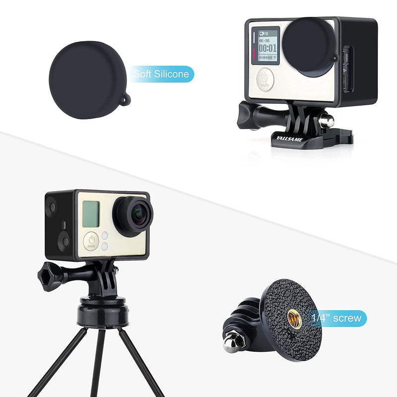 YALLSAME Frame Mount Protective BacPac Housing Case with Lens Cap for GoPro Hero 4 Black / Hero 4 Silver / Hero 3+ / Hero 3 Action Camera Ideal for Hiking / Traveling Recording BacPac Frame for HERO3/3+/4 Black Silver