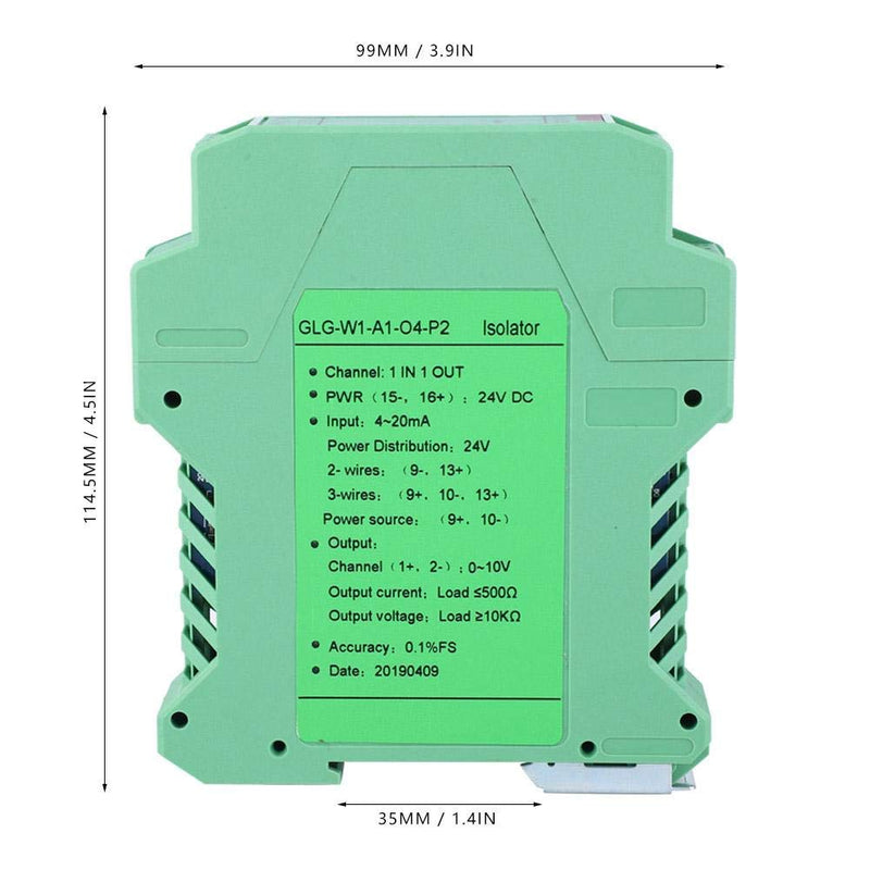 YWBL-WH DC 24V Current Signal Isolator Transmitter 4-20mA PLC Detect Signal Conditioner(One in and one Out 4-20mA Turn 0-10V)