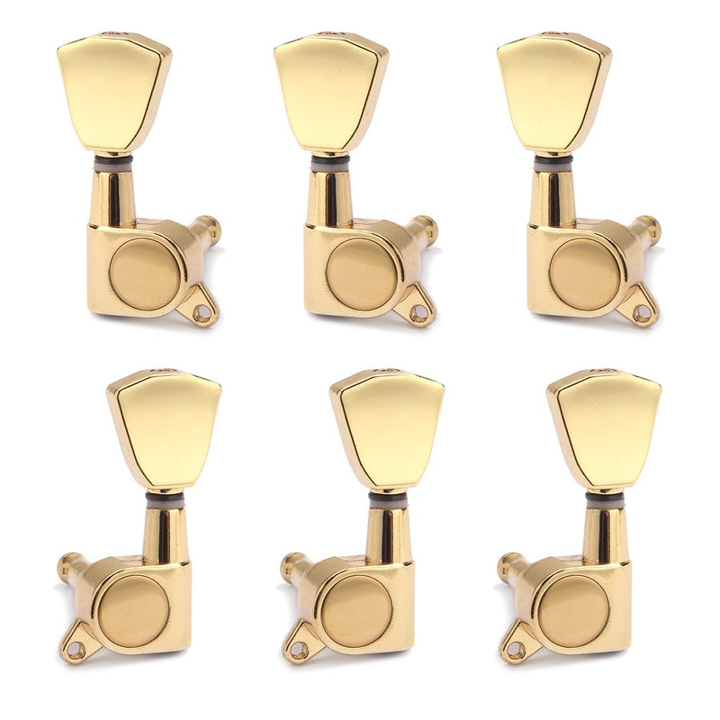 Alnicov 6PCS 3L3R Guitar String Tuning Pegs Sealed Machine Heads Tuners Kit for Gibson Les Paul Electric Acoustic Guitars Gear Ratio of 1:18-Gold