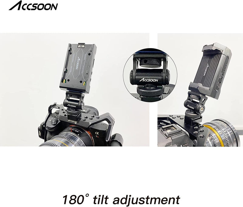 Accsoon Adjustable Cold Shoe Accessory Mounting Bracket AA-01 Field Monitor Mount Holder 1/4" Multi-Directional Cold Shoe Mount Adapter with 1/4"-20 Thread Mount Video Accessories